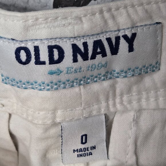 Old Navy White Bermuda Shorts with Neon Orange Anchor Embroidered Design, 0 - Picture 3 of 4